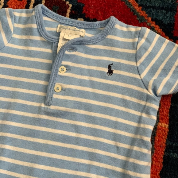 Ralph Lauren Blue Striped Romper. Size 6 mo - Picture 2 of 6